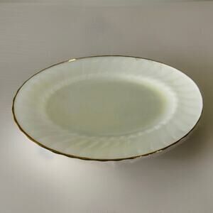 Vintage Oval Milk Glass Platter with Gold Trim | Elegant Serving Dish | Classic